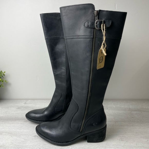 Born Shoes - Born Fannar Black Leather Knee High Boot Size 7